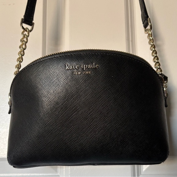 Kate Spade Black Leather Bag with Gold Chain (USED) - Picture 1 of 4